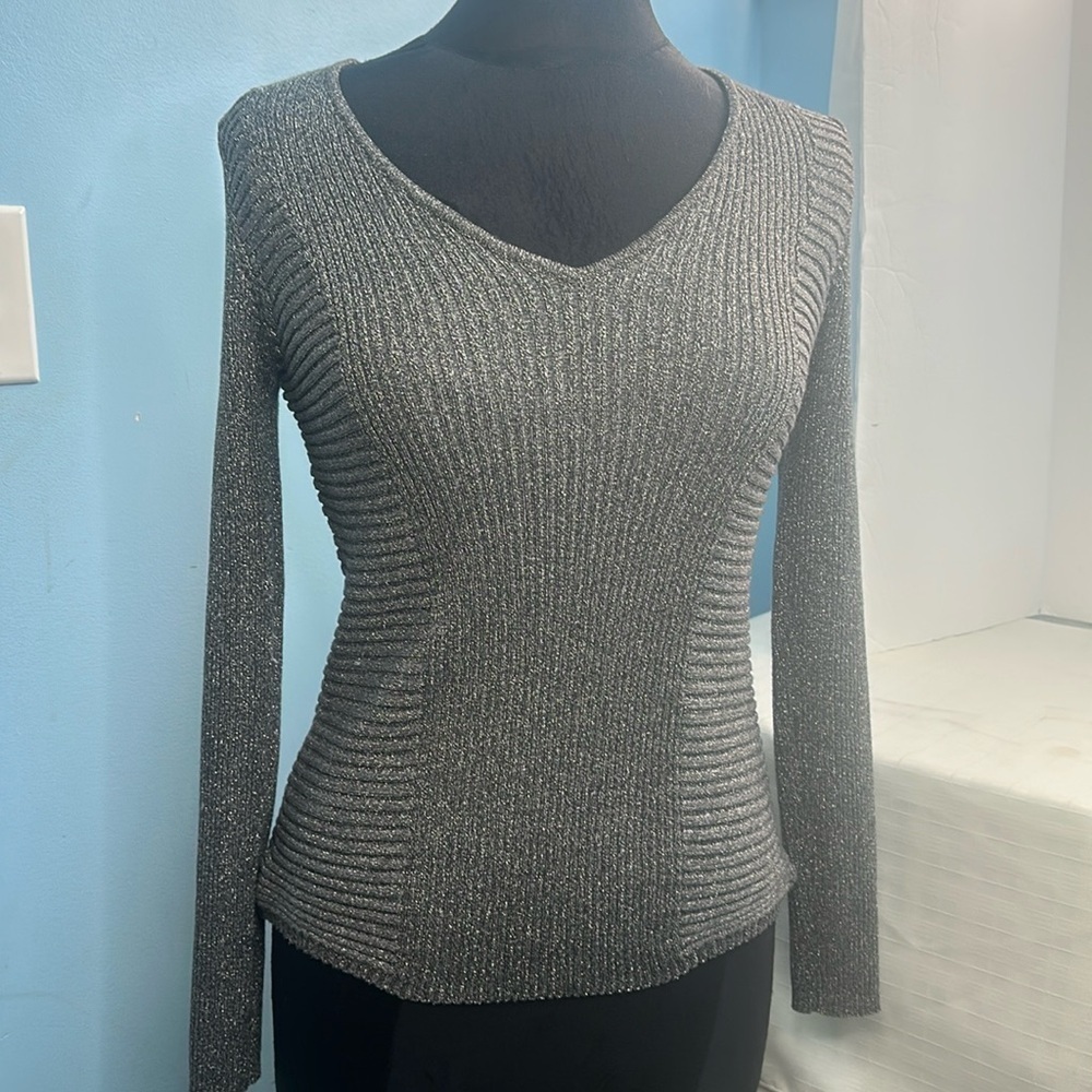 I.N.C. International Concepts Silver V-Neck Pullover Sweater